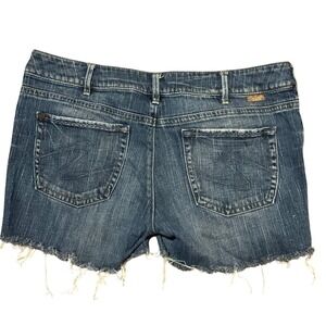 Western Glove Works Julia Denim Shorts Raw Hem Blue Wash‎ Womens Size 33/34
